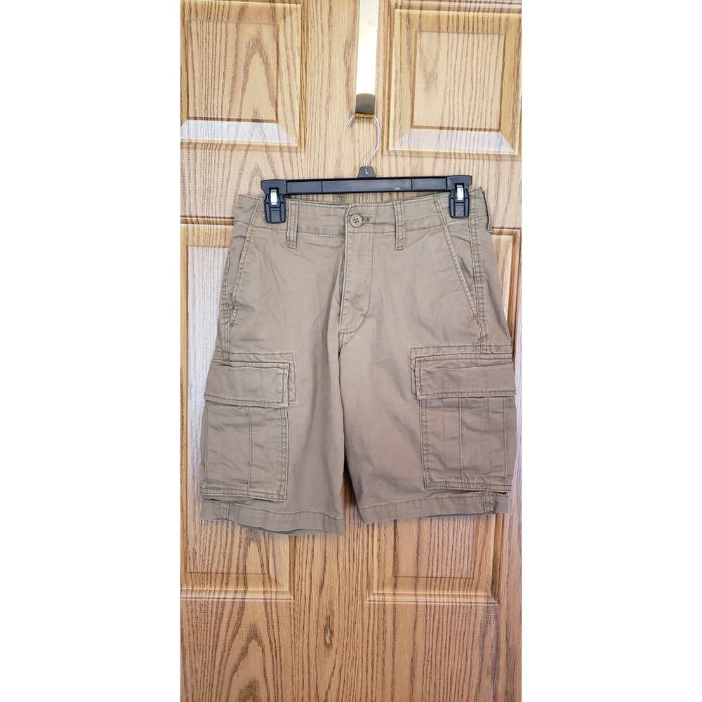 Mens Khaki Tan Cotton Twill Cargo Shorts Outdoor Casual Utility Size 30